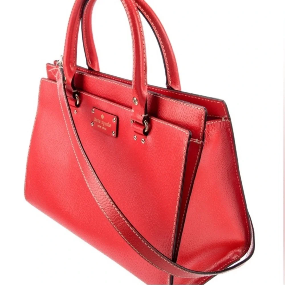 Kate Spade Wellsey Vibrant Red Leather Satchel NWOT